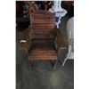 Image 3 : RUSTIC WOOD PATIO CHAIR AND WICKER PATIO CHAIR