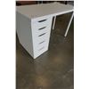Image 3 : WHITE PEDESTAL 5 DRAWER DESK - 48 inches wide x 24 deep x 29 tall