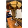 Image 3 : BRASS FLOOR LAMP WITH LEADED GLASS SHADE