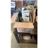 Image 1 : BOX OF ESTATE GOODS, LAVA LAMP, OIL TIN, MYOTT PLATTER AND VINTAGE APPLIANCES