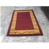 Image 2 : BURGUNDY AND GOLD 4 FOOT X 70 INCH AREA CARPET 100% WOOL HAND MADE IN INDIA