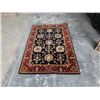 Image 2 : TUFTED BLACK AND BURGUNDY 4 X 6 FOOT AREA CARPET 100% WOOL HAND MADE IN INDIA