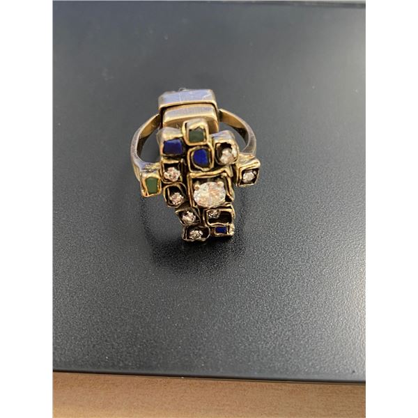 14K YELLOW GOLD 8 DIAMOND RING WITH SIZER