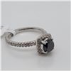 Image 2 : PLATINUM BLACK DIAMOND (0.9CT) DIAMOND (0.45CT) RING SIZE 6