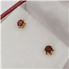 Image 2 : 14kt. Yellow Gold 3mm genuine Garnet Earrings