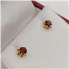 Image 3 : 14kt. Yellow Gold 3mm genuine Garnet Earrings