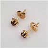 Image 4 : 14kt. Yellow Gold 3mm genuine Garnet Earrings