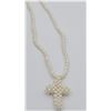 Image 2 : Brass genuine Freshwater Pearl Cross Necklace, 230 Freshwater Pearls