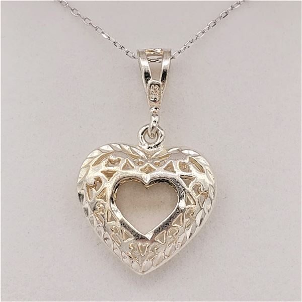 Sterling Silver Filigree heart Pendant with Sterling Silver chain