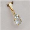 Image 2 : 14kt. Yellow Gold 7mm x 5mm genuine Aquamaine Pendant