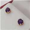 Image 2 : 14kt. Yellow Gold 4mm x 4mm genuine Amethyst heart Earrings