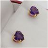 Image 3 : 14kt. Yellow Gold 4mm x 4mm genuine Amethyst heart Earrings