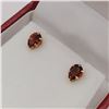 Image 2 : 14kt. Yellow Gold 5.9mm x 4mm genuine Garnet Earrings