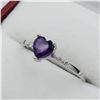 Image 2 : 10kt. White Gold 4.45mm x 4.84mm genuine Amethyst (0.31cts) & Diamond (0.02cts) heart Ring