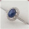 Image 2 : Sterling Silver 6.98mm x 5.18mm genuine Blue Sapphire (1.45cts) & CZ Ring