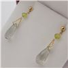 Image 2 : 14kt. Yellow Gold 13.48mm x 4.93mm genuine Green Amethyst (2.48cts) & Peridot (0.36cts) Briolette...