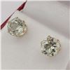 Image 2 : Sterling Silver 8mm genuine Green Amethyst stud Earrings, 3.54cts of Green Amethyst