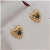 Image 2 : 10kt. Yellow Gold genuine Sapphire heart Earrings, 0.22ctsw of Sapphire