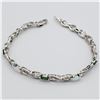Image 2 : Sterling Silver 5.25mm x 2.86mm genuine Emerald (0.7cts), Diamond (0.04cts) & Synthetic Opal Brac...