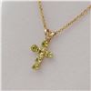 Image 2 : 10kt. Yellow Gold genuine Peridot Cross Pendant with Sterling chain, 6 Peridot (0.42cts)