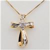 Image 2 : Sterling Silver Yellow Gold plated Diamond Cross Pendant with 18" chain, 23 Diamonds 90.25cts)