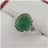 Image 2 : Sterling Silver 9.98mm x 7.88mm genuine Emerald (1.96cts) & CZ Ring