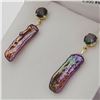 Image 2 : 14kt. Yellow Gold genuine Mother-of-Pearl & Maystic Quartz Earrings
