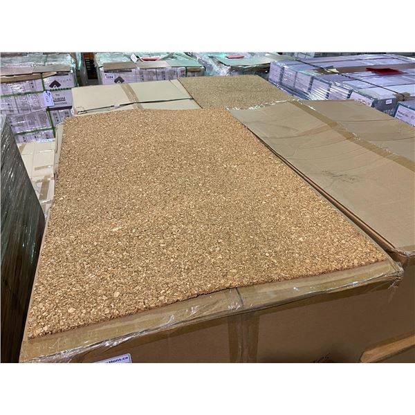 PALLET OF 6 BOXES OF 36' X 24' SHEETS 1/4" UNFINISHED CORK WALL COVERING SOUND PROOFING / UNDERLAY