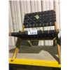 Image 1 : 2 PATIO FLARE WOOD / BLACK MESH FOLDING OUTDOOR PATIO BENCHES & 1 FOLDING PATIO CHAIR