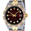 Image 1 : Rolex Mens 2 Tone Red Vignette Pyramid Diamond 36MM Oyster Perpetual Datejust