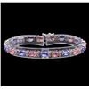 Image 1 : 14KT White Gold 6.30 ctw Sapphire, Tanzanite and Diamond Bracelet
