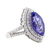 Image 1 : 4.17 ctw Tanzanite and Diamond Ring - 14KT White Gold