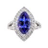 Image 2 : 4.17 ctw Tanzanite and Diamond Ring - 14KT White Gold