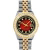Image 2 : Rolex Mens 2 Tone Red Vignette String VS 3 ctw Channel Set Diamond Datejust Wris