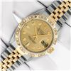 Image 2 : Rolex Mens 2 Tone Champagne Diamond Pyramid Bezel Datejust Wristwatch With Rolex