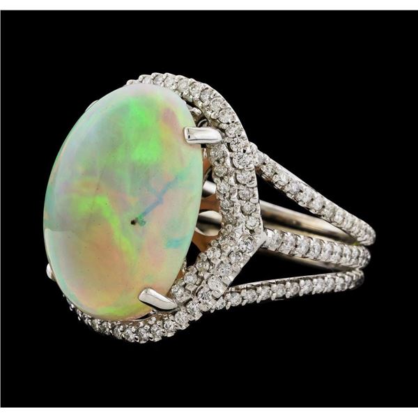 11.85 ctw Opal and Diamond Ring - 14KT White Gold