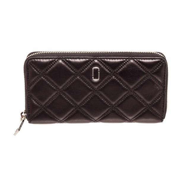 Marc Jacobs Black Quilted Leather Long Zippy Wallet