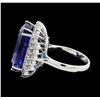 Image 3 : 19.30 ctw Tanzanite and Diamond Ring - 14KT White Gold