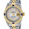 Image 1 : Rolex Ladies 2 Tone Mother Of Pearl String Diamond Lugs & Sapphire Datejust Wris