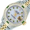 Image 3 : Rolex Ladies 2 Tone MOP Emerald & Channel Set 26MM Datejust Wristwatch