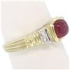 Image 2 : 14k Yellow Gold 1.21 ctw Cabochon Ruby Solitaire Ring w/ 4 Diamond Accents