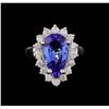 Image 2 : 5.02 ctw Tanzanite and Diamond Ring - 14KT White Gold