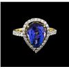 Image 2 : 14KT Yellow Gold 2.80 ctw Tanzanite and Diamond Ring