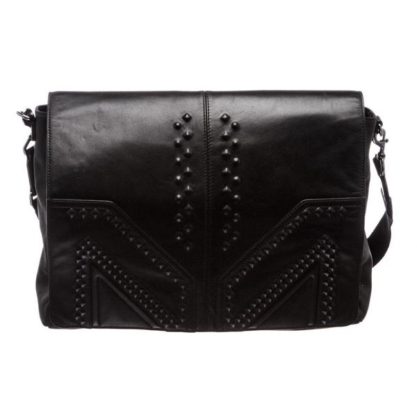 MCM M. Moment Black Leather Messenger Bag