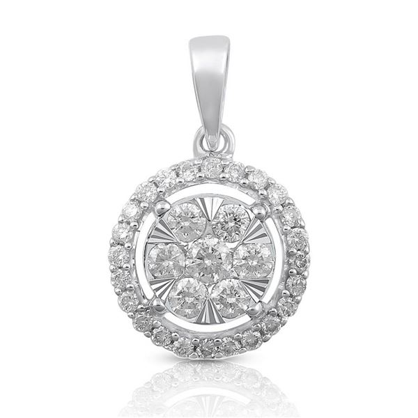 14K White Gold 0.50 ctw Diamond Pendant Necklace, (SI3/H-H)