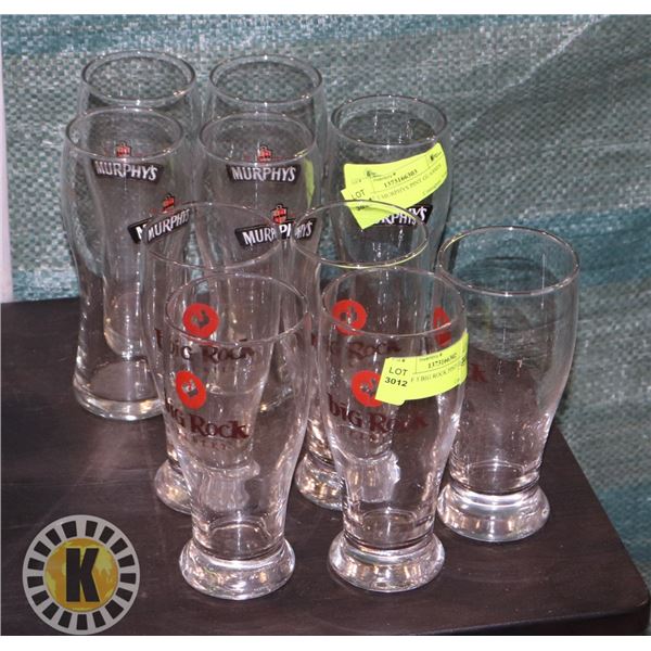 5 BIG ROCK BEER GLASSES SOLD WITH 5 MURPHY'S