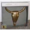Image 1 : WALL DECOR STEER HEAD; GOLD FINISH; 16" BY 19"