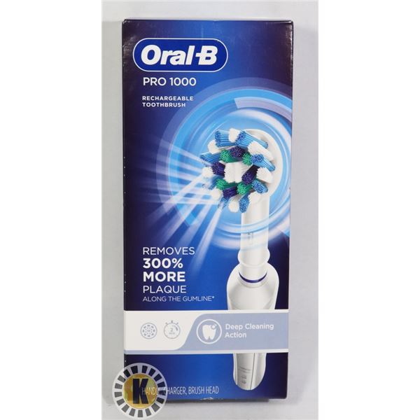 NEW ORAL B PRO 1000 RECHARGEABLE TOOTHBRUSH