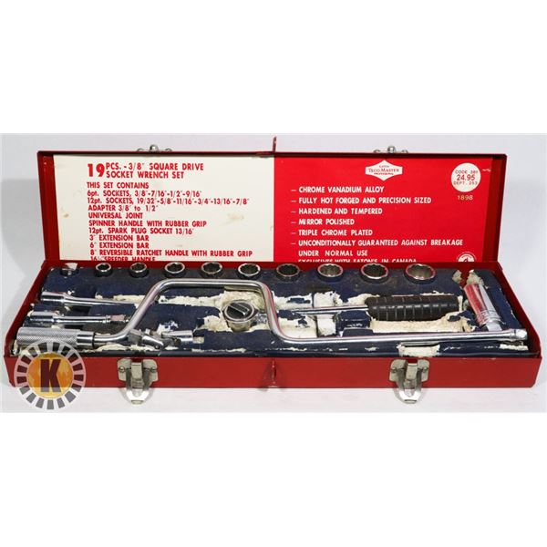 19 PC 3/8" SQUARE DRIVE SOCKET WRENCH SET