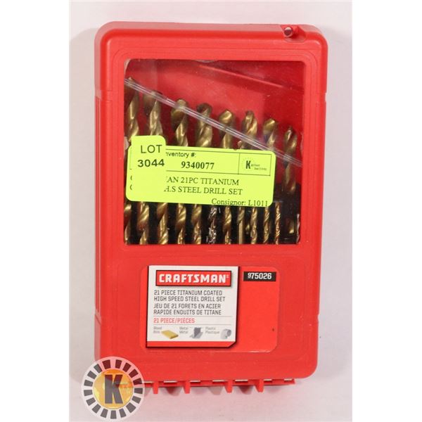 CRAFTSMAN 21PC TITANIUM COATED H.S STEEL DRILL SET